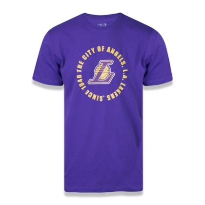 Men's New Era Purple Los Angeles Lakers 2021/22 City Edition Brushed Jersey T-Shirt Size: Medium